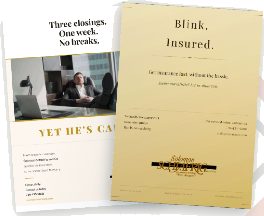 Print advertisement written for Solomon Schlafrig & Co, Insurance Brokers